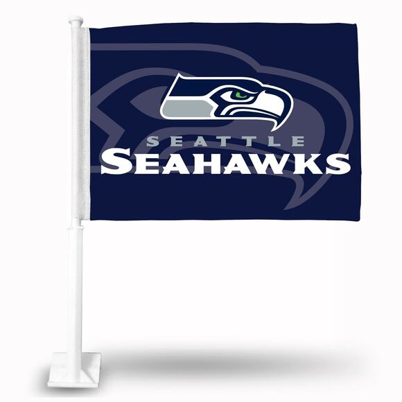 Seattle Seahawks Car Flag. Printed On Both Sides. 15"x11" - Picture 1 of 1